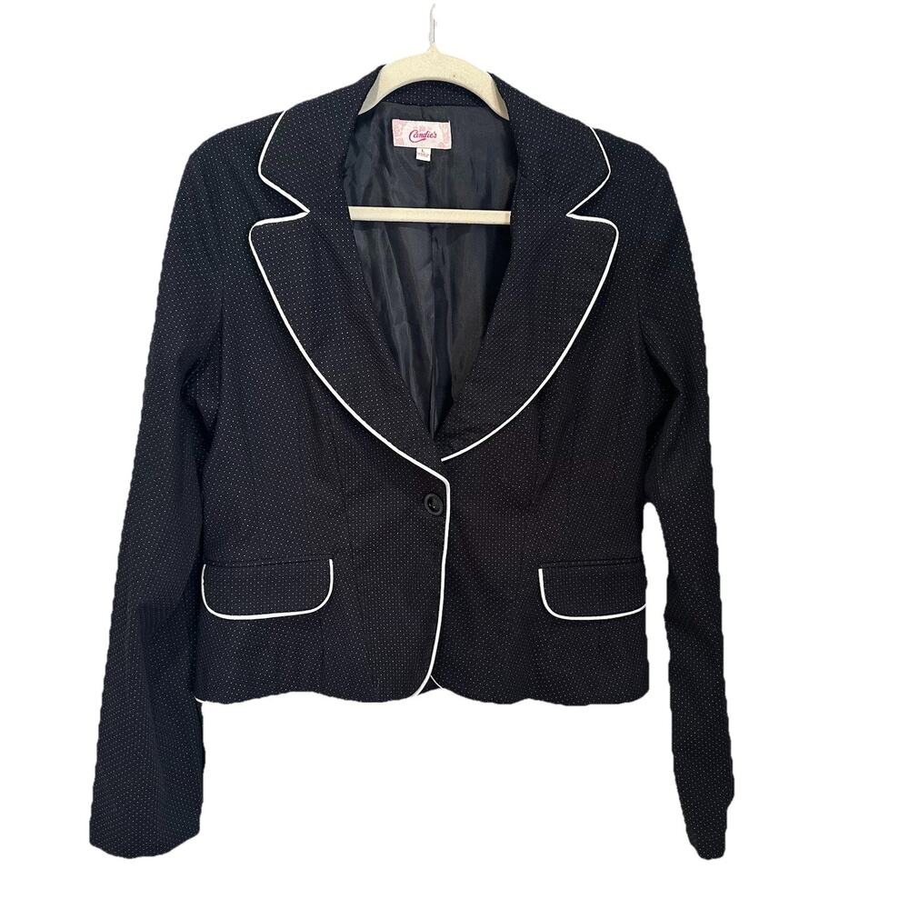 Candies black white‎ polka dot button preppy New Money Classic blazer Y2k Size L